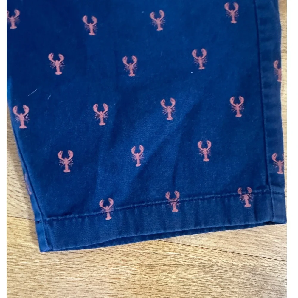 Crewcuts J.Crew Boys Navy Blue Lobster Print Chino Shorts Size 8 Nautical Preppy